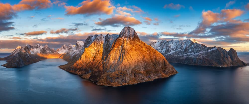 Coastal Mountain Glow by Luigi Ruoppolo — canvas wall art