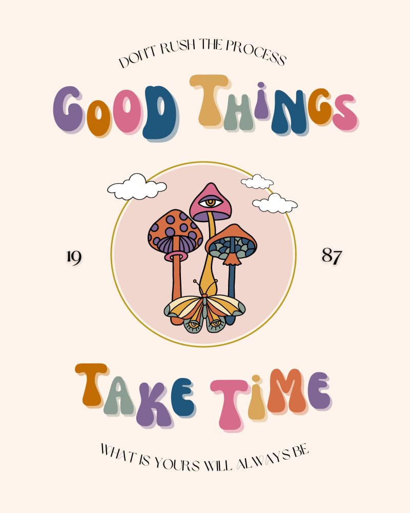 Groovy Good Things Take Time by Nazma Khokhar — canvas wall art