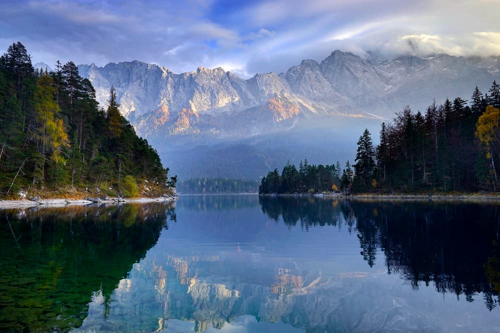 Majestic Mountain Lake Reflection by Norbert Maier — canvas wall art