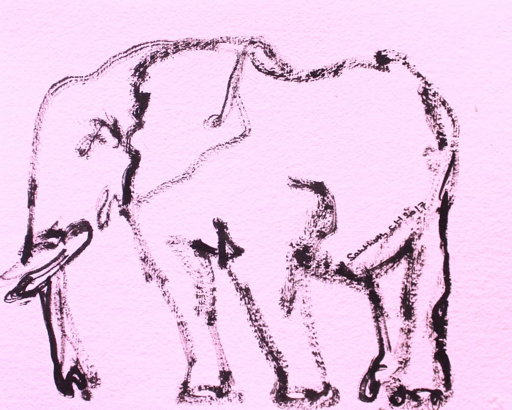 Pink Elephant Sketch by Santhosh ch — canvas wall art