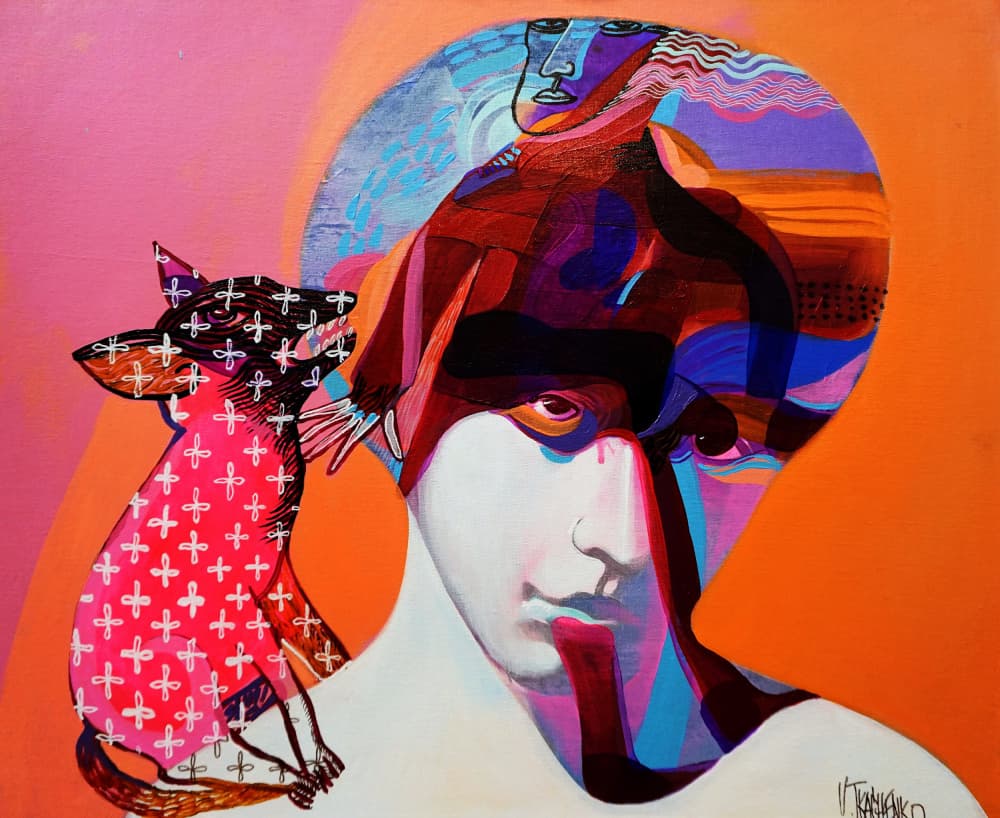Surreal Woman Fox Portrait by Victor Tkachenko — canvas wall art