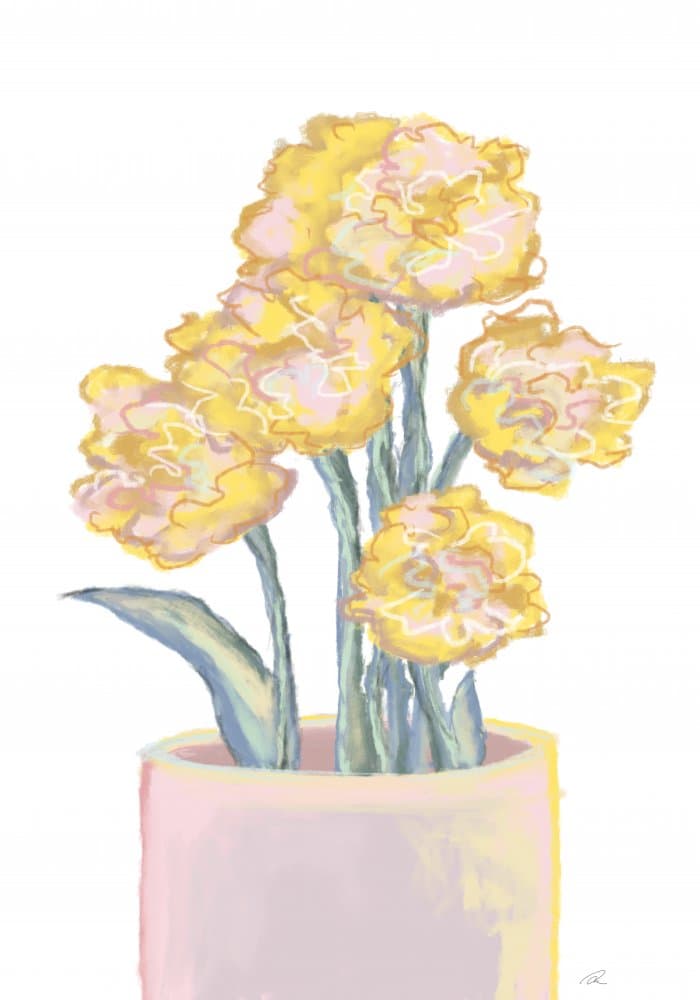 Yellow Blooms Pink Pot by Pictufy Studio II — canvas wall art