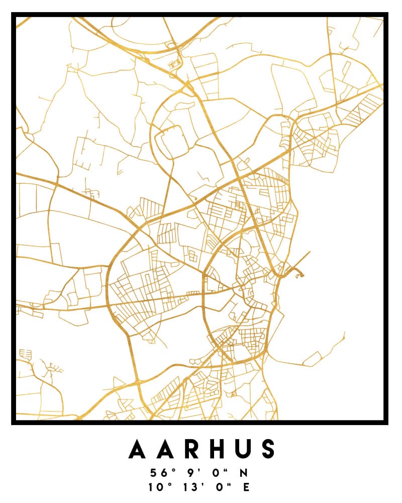 Aarhus City Gold Map by Emiliano Deificus — canvas wall art