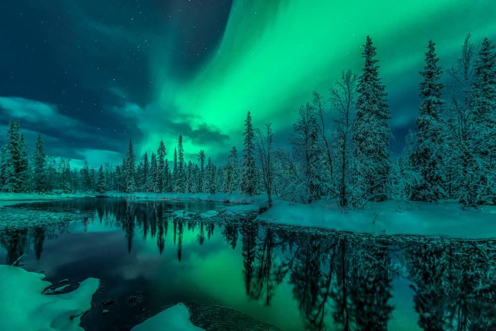Northern Lights Reflection by Haim Rosenfeld — canvas wall art