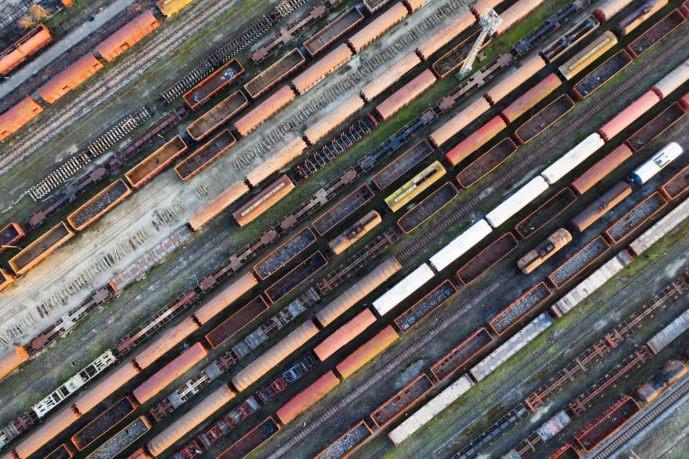 Overhead Train Yard by Eros Erika — canvas wall art