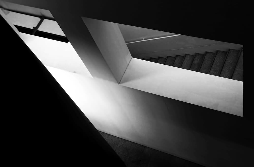 Geometric Stairwell Light by Fernando Alves — canvas wall art