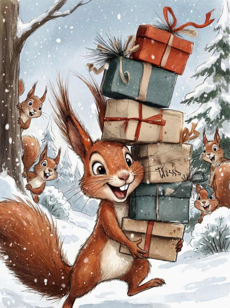 Frosty Festive Animals-12 by Emel Tunaboylu — canvas wall art