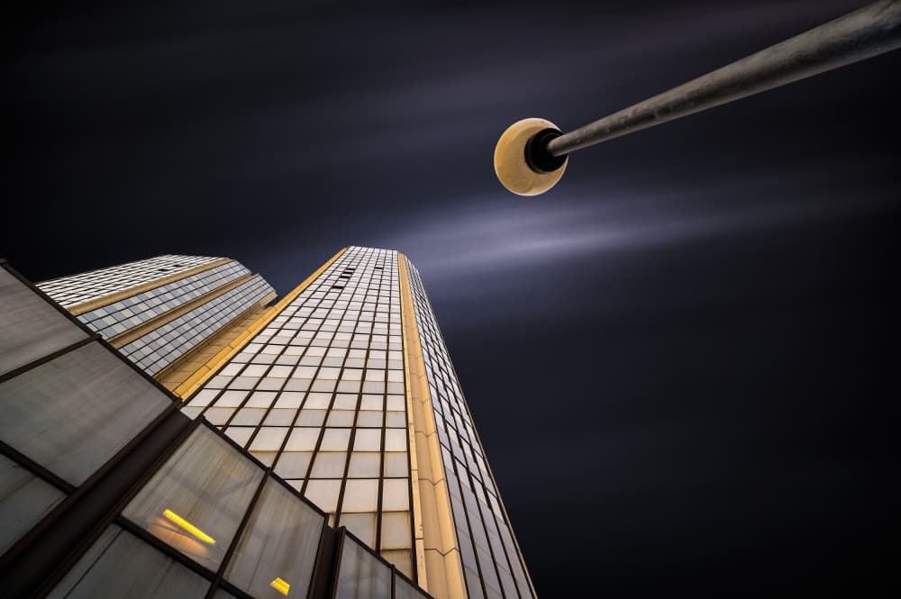 Upward City Glow by Karol Važan — canvas wall art