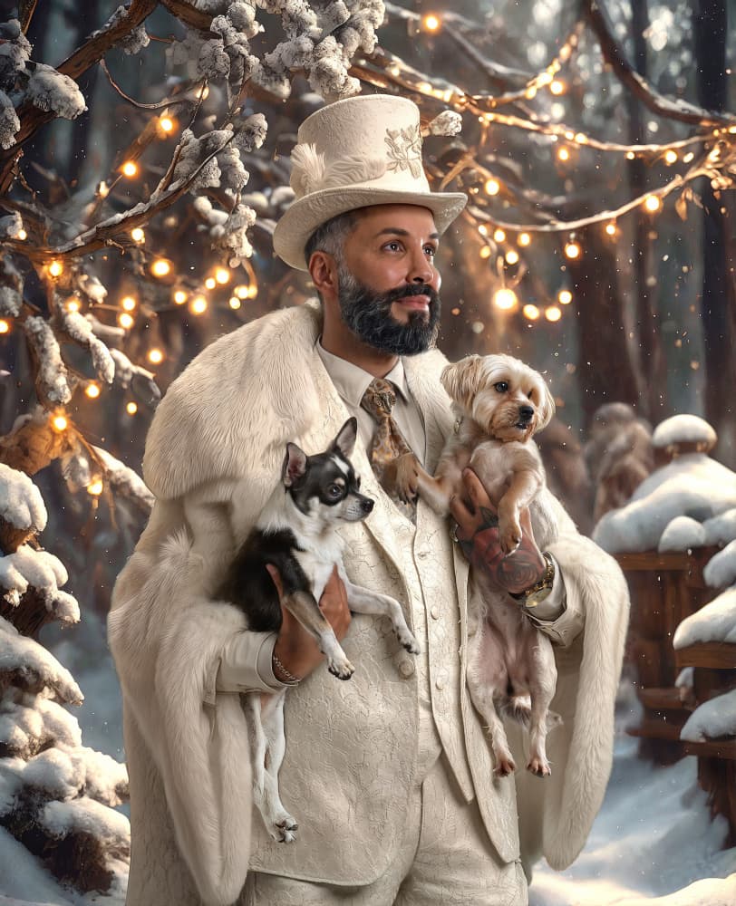 Elegant Man Winter Companions by DDiArte — canvas wall art