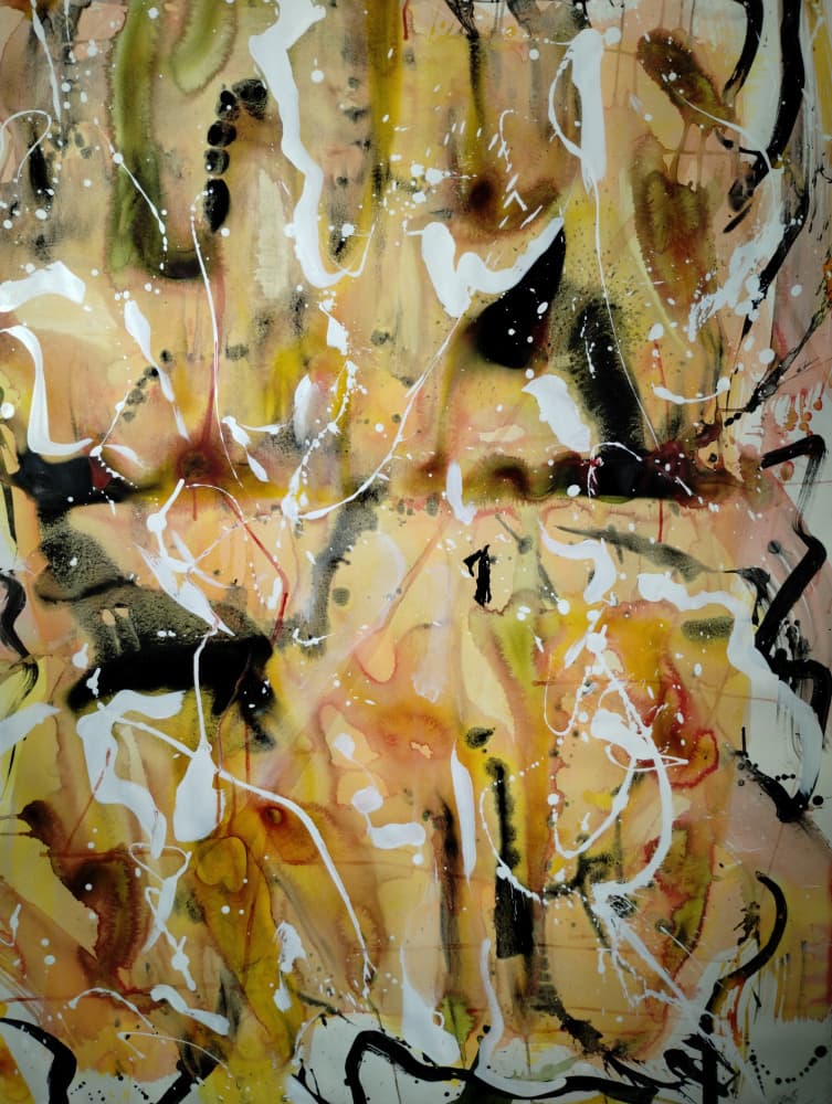 Dynamic Golden Abstract by Michael Cross — canvas wall art