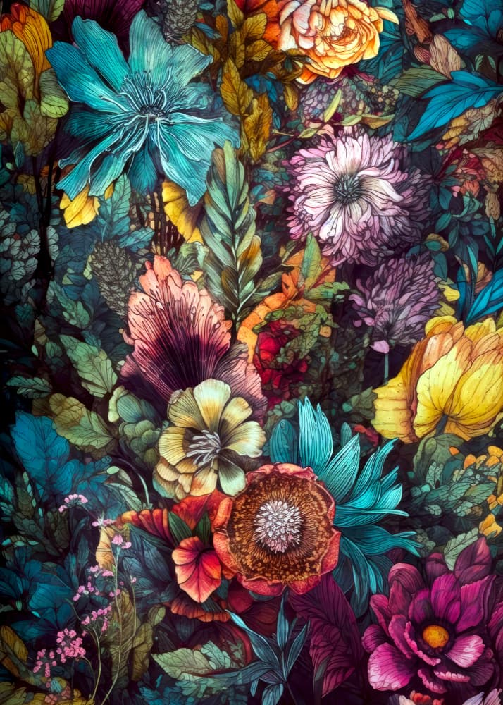 Vibrant Botanical Garden by Justyna Jaszke — canvas wall art