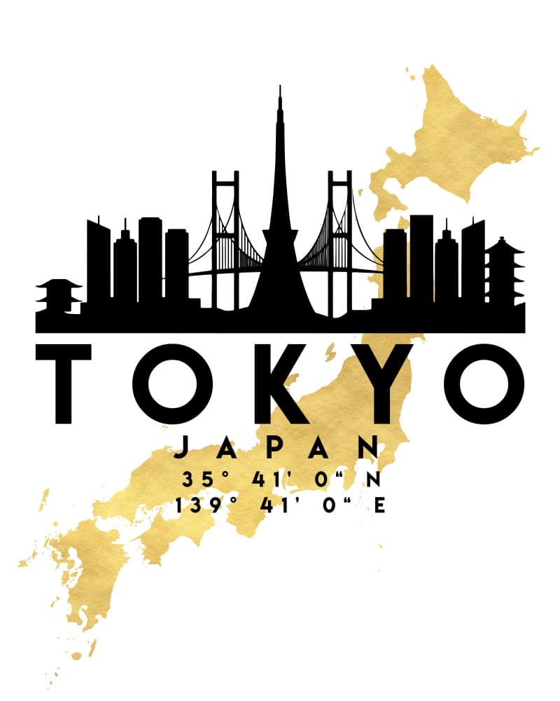 Tokyo Japan Skyline Gold by Emiliano Deificus — canvas wall art