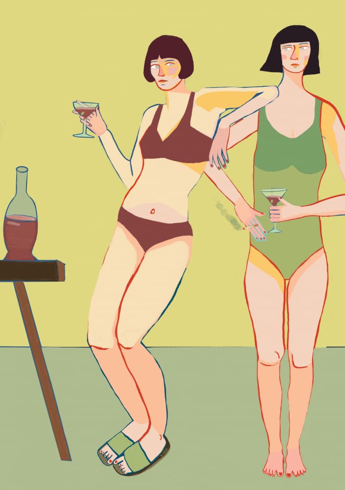 Women With Summer Drinks by Sharyn Bursic — canvas wall art