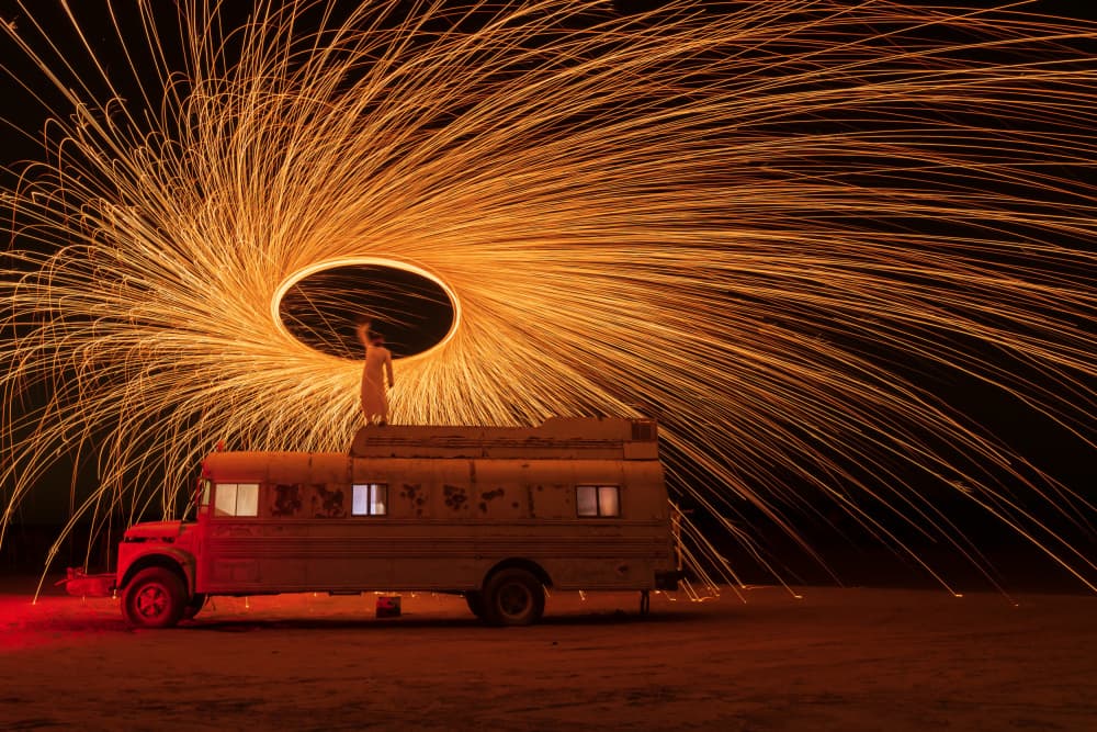 Fiery Night Circle by Mrinal Nath — canvas wall art