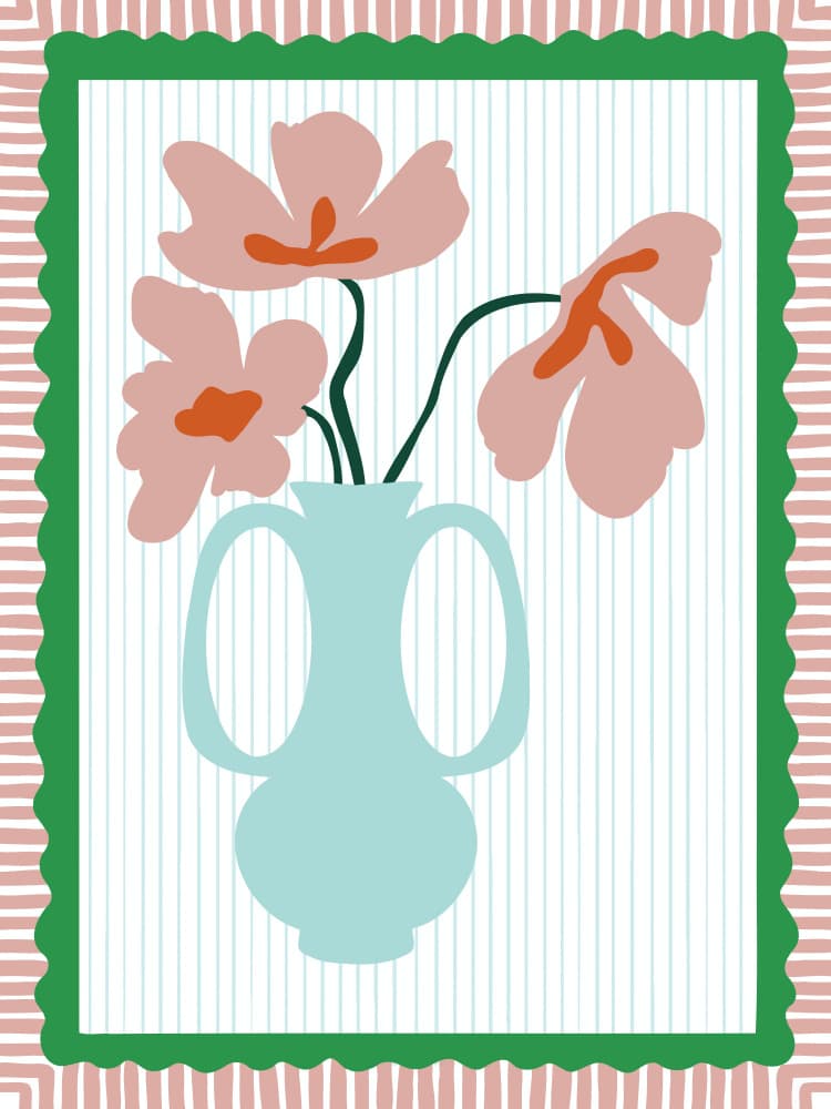 Blush Blooms Vase by Miho Art Studio — canvas wall art