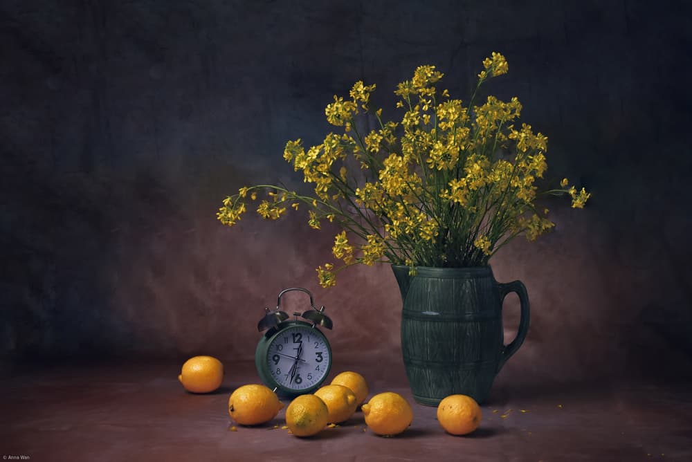 Lemon and Floral Still Life by Anna Wan — canvas wall art