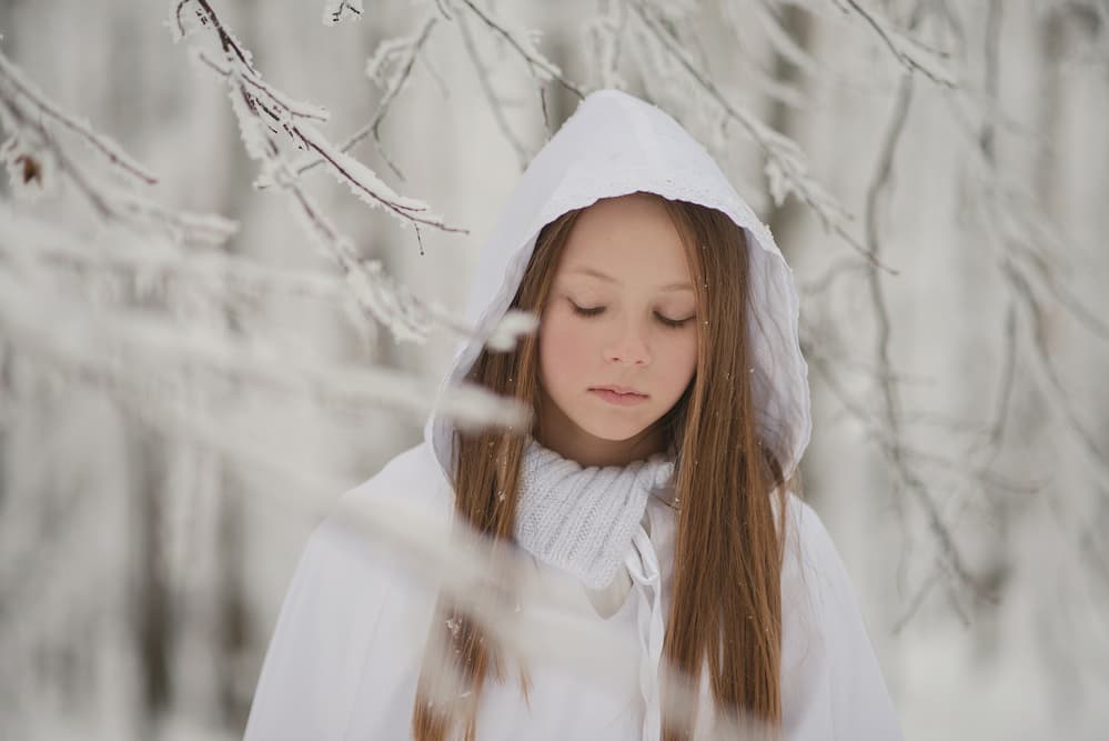 Peaceful Winter Girl by Elena Karagyozova — canvas wall art