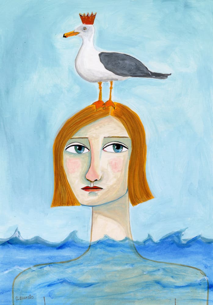 Crowned Seagull Woman by Sharyn Bursic — canvas wall art
