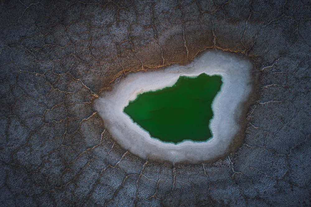 Vivid Green Salt Basin by TIANQI — canvas wall art