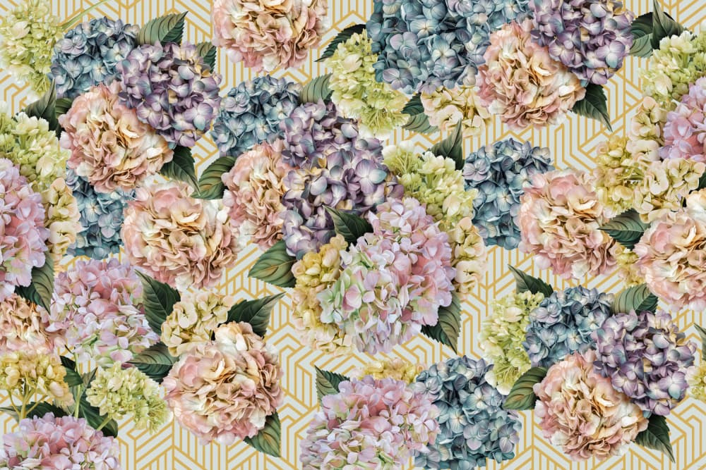 Colorful Hydrangea Pattern by Sue Skellern — canvas wall art