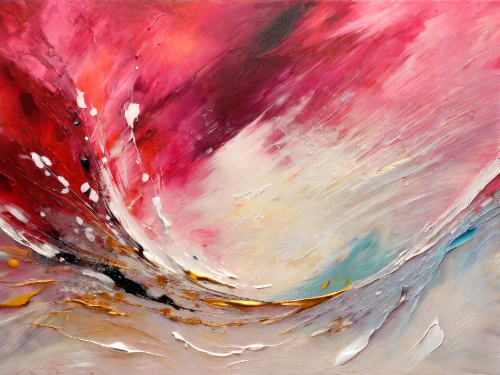 Red Pink Fluid Abstract by Alpenglow Workshop — canvas wall art