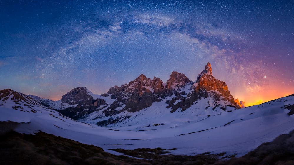 Starry Winter Mountains by Michael Zheng — canvas wall art