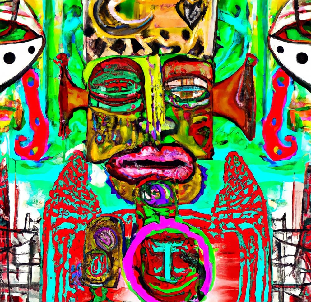 Psychedelic Abstract Face by mnemonixART — canvas wall art