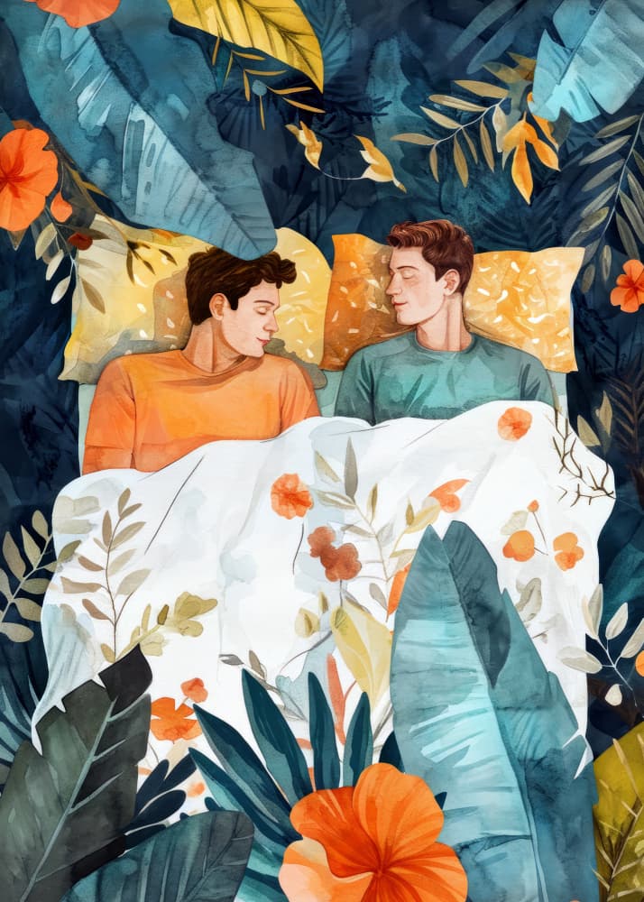 Peaceful Couple Tropical Dream by Justyna Jaszke — canvas wall art
