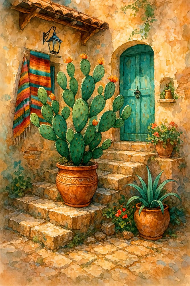 Southwest Cactus Steps by Natalie Bruns — canvas wall art