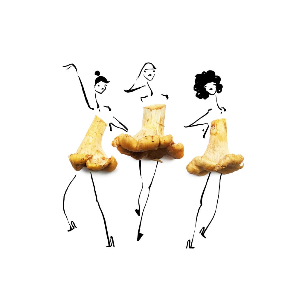 Whimsical Mushroom Ballet by Gretchen Roehrs — canvas wall art