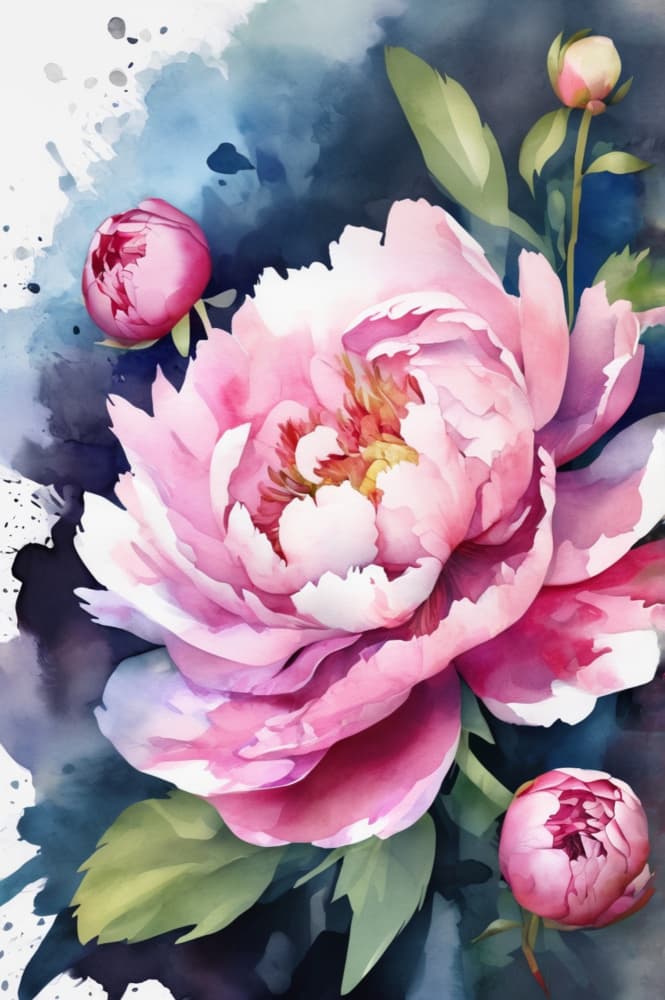 Pink Peony Watercolor by Anda Bieza — canvas wall art
