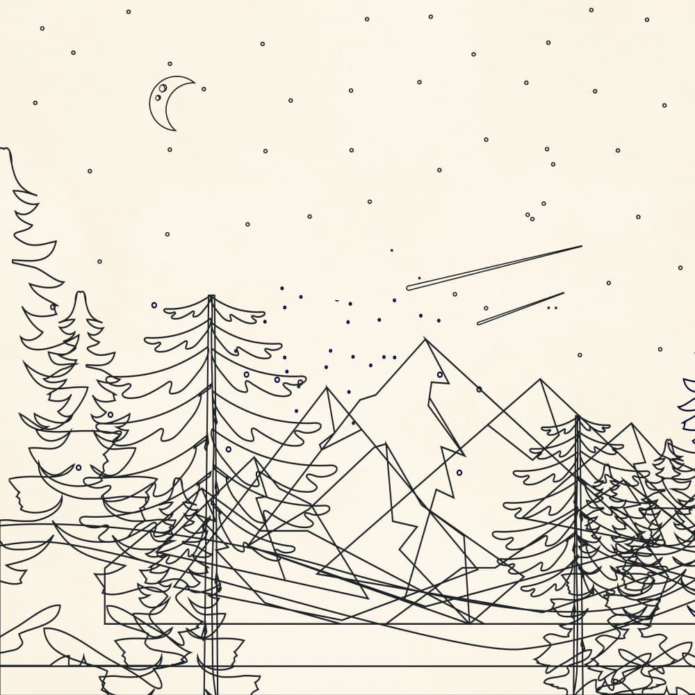 Starry Mountain Night by Nadjaa — canvas wall art