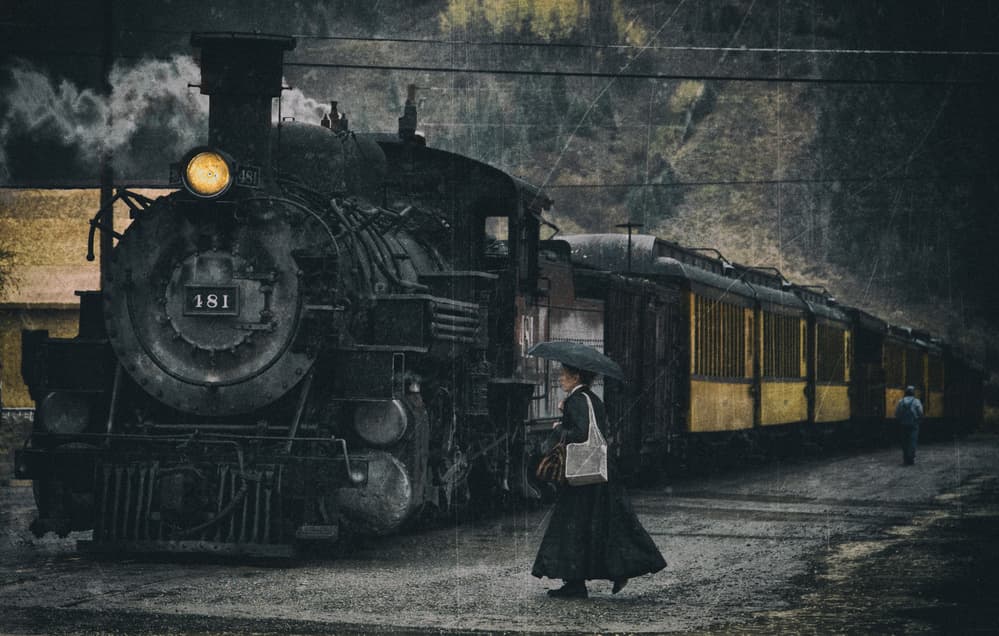 Rainy Day Steam Train by Carl Bostek — canvas wall art