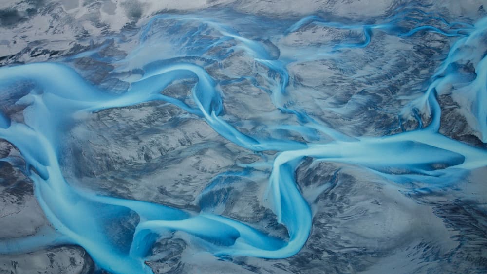 Vibrant Blue River Patterns by Benton Murphy — canvas wall art