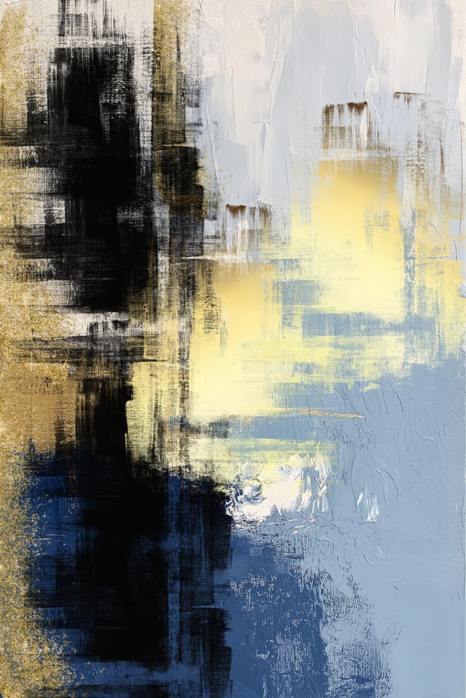 Gold Blue Abstraction by Sally Ann Moss — canvas wall art