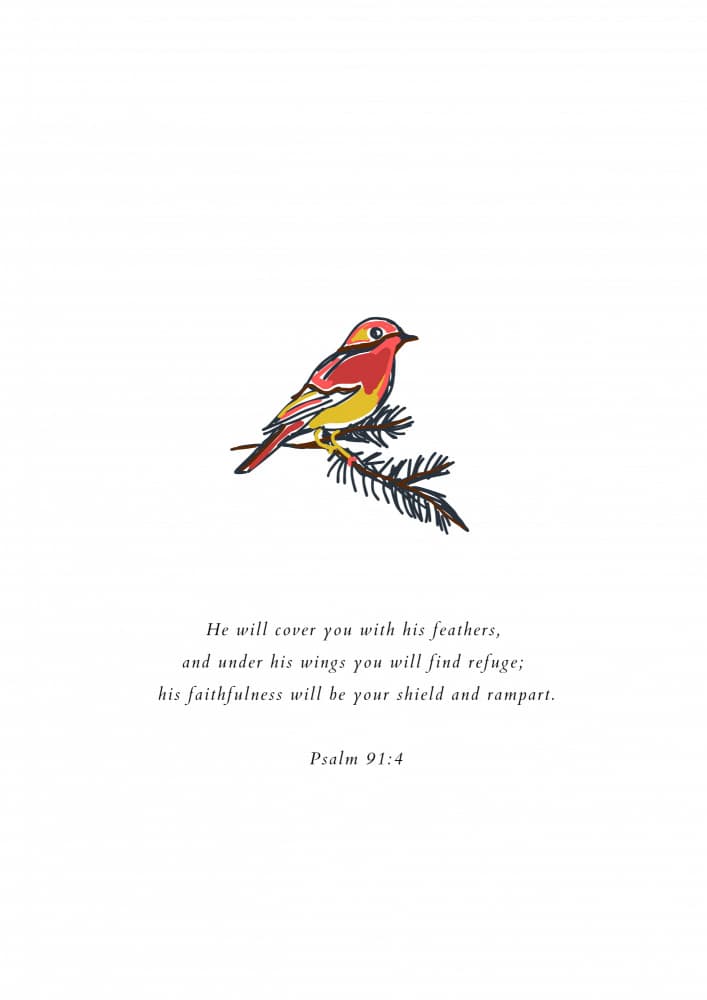 Colorful Bird Scripture by ART of living — canvas wall art