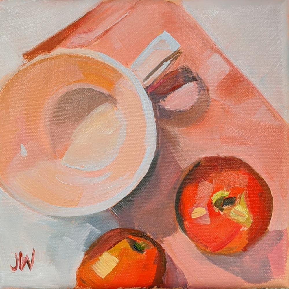 Peach Tea Cup by Jenny Westenhofer — canvas wall art