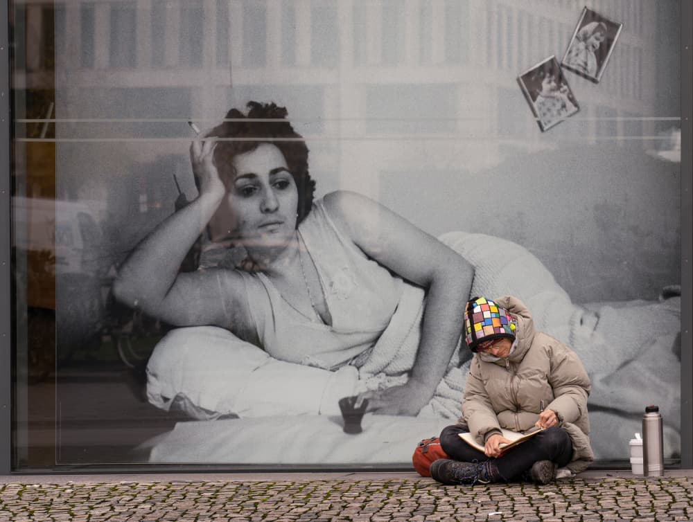 Pensive Urban Reader by Jean Vandijck — canvas wall art