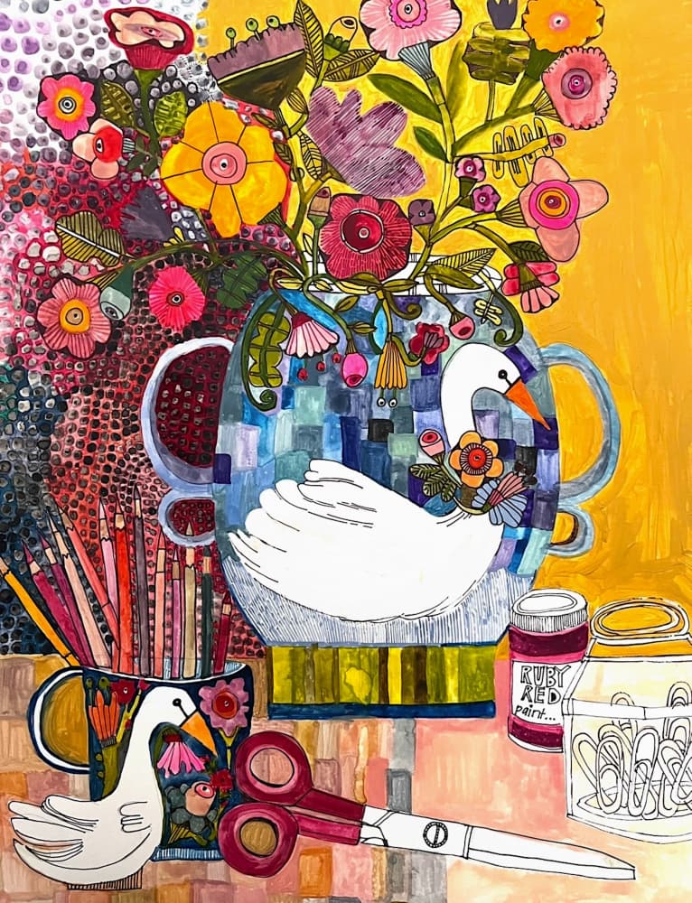 Still Life Swans by Sharon Nullmeyer — canvas wall art
