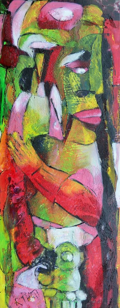 Abstract Mother Child Embrace by Barbara Piatti — canvas wall art