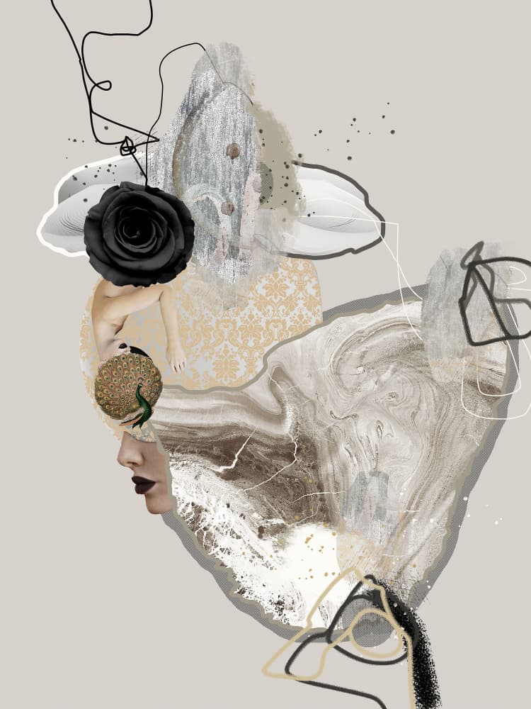 Mysterious Black Rose Woman by Pelin Atilla — canvas wall art