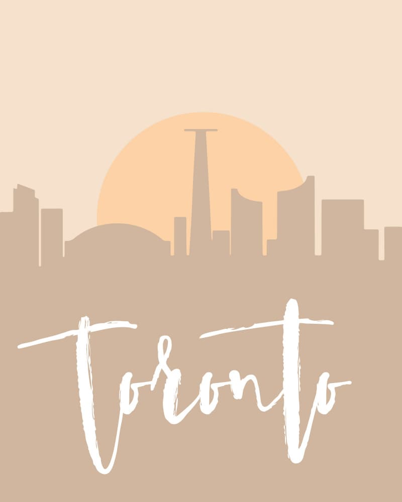 Toronto Skyline Sunset Script by Emiliano Deificus — canvas wall art