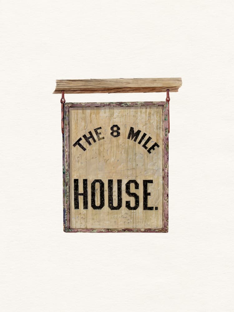 Rustic Eight Mile House Sign by Wild Violets — canvas wall art