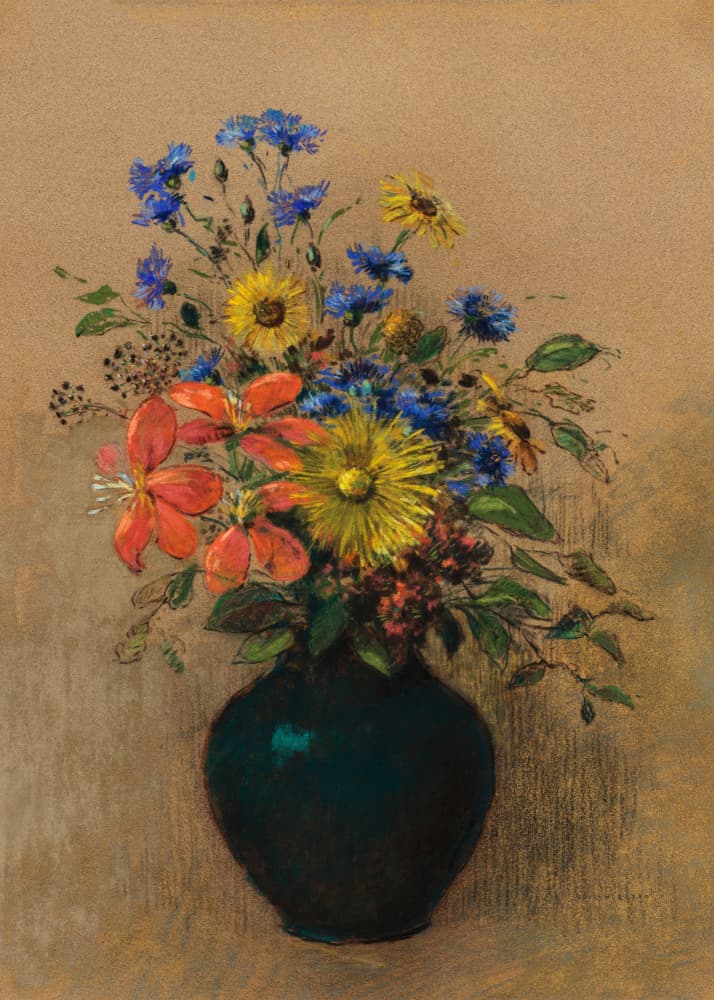 Wildflowers by Odilon Redon — canvas wall art