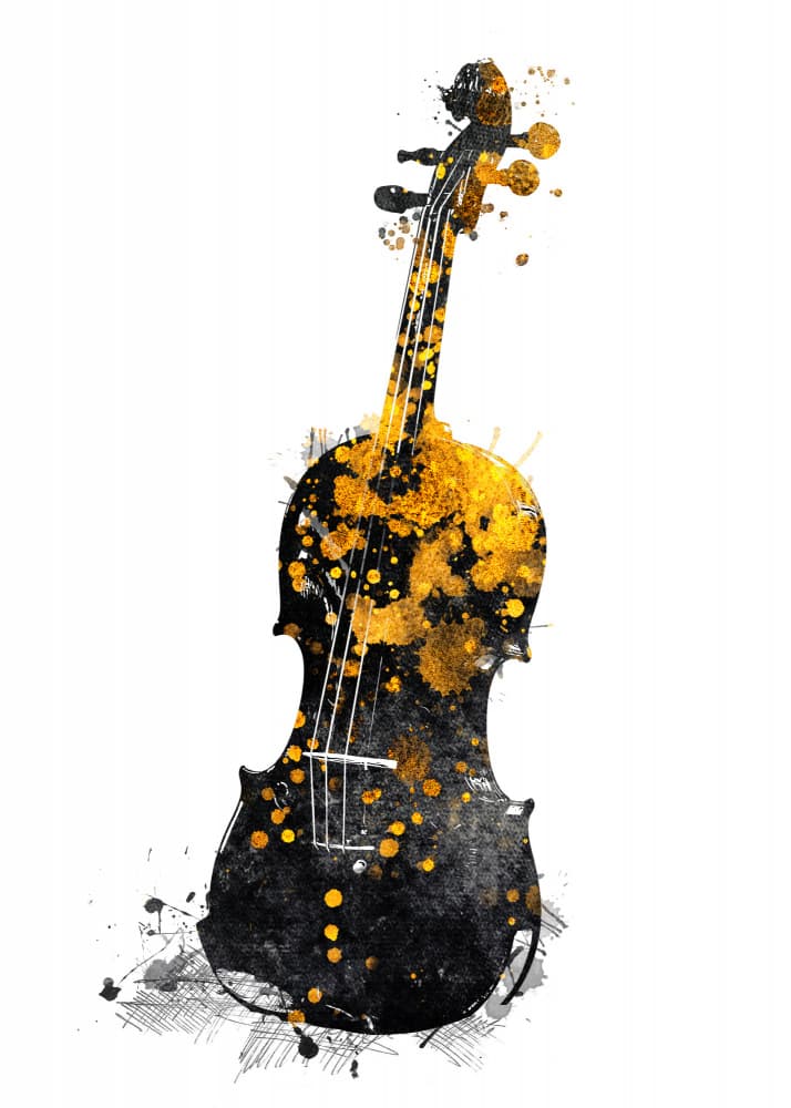 Golden Splash Violin by Justyna Jaszke — canvas wall art