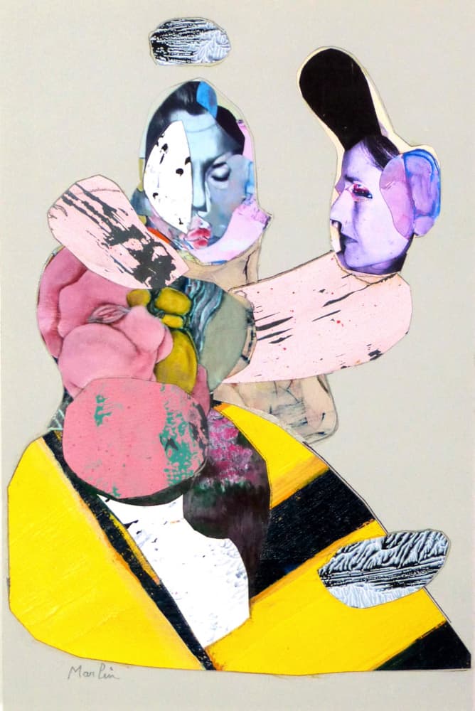 Vibrant Abstract Faces Collage by Pascal Marlin — canvas wall art