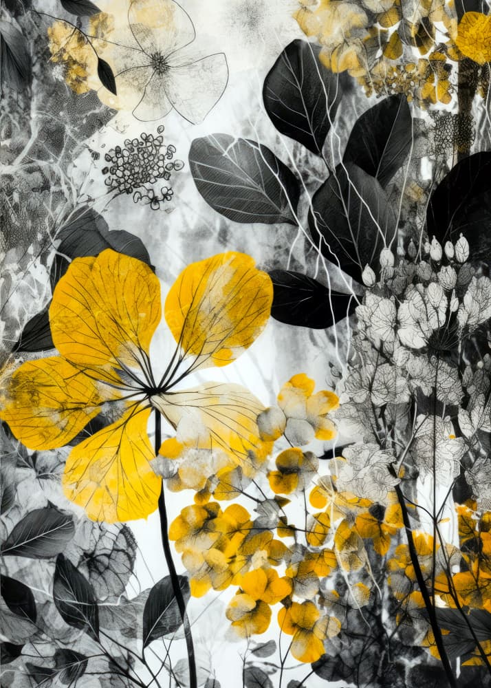 Monochrome Yellow Bloom by Justyna Jaszke — canvas wall art