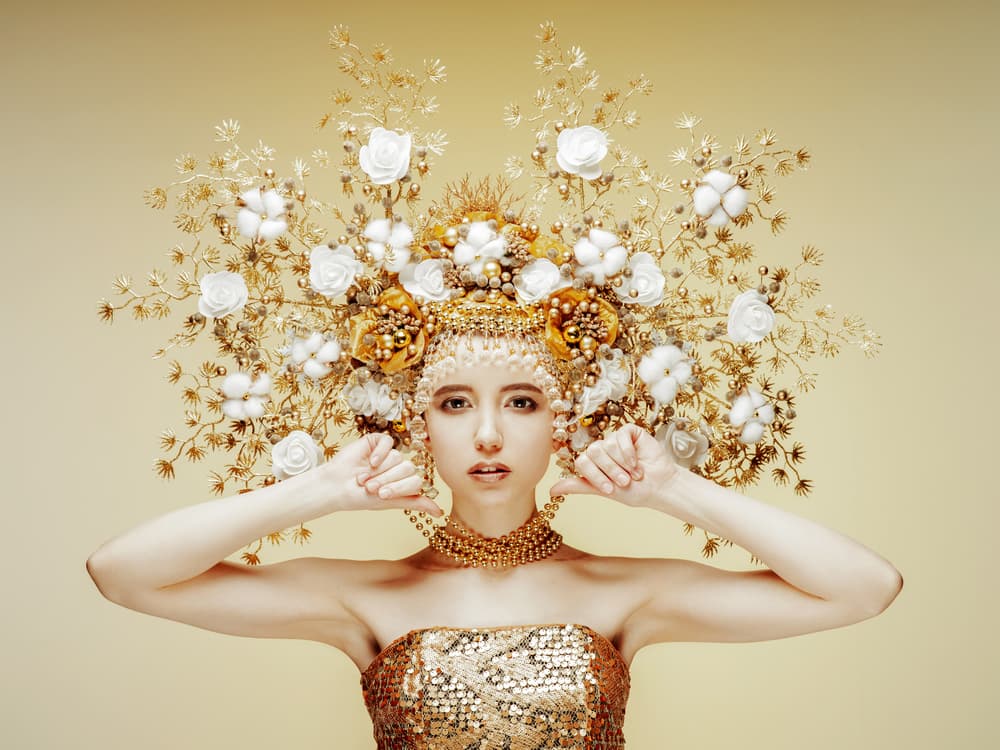 Regal Golden Headpiece by Photographer — canvas wall art