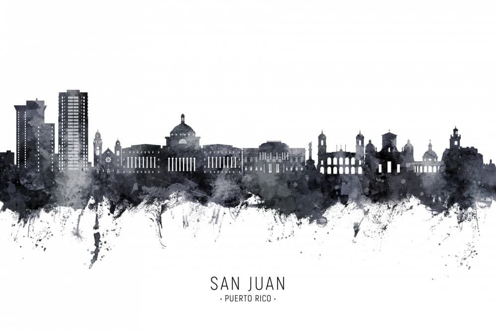 San Juan Skyline Watercolor by Michael Tompsett — canvas wall art