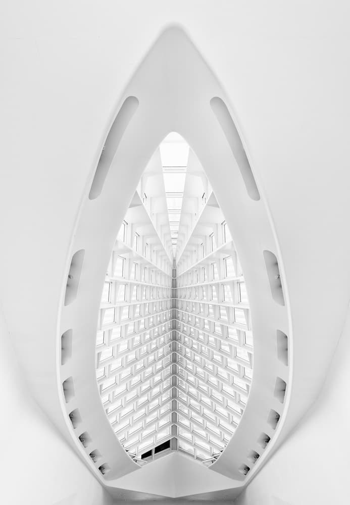 White Architectural Symmetry by Henry Zhao — canvas wall art